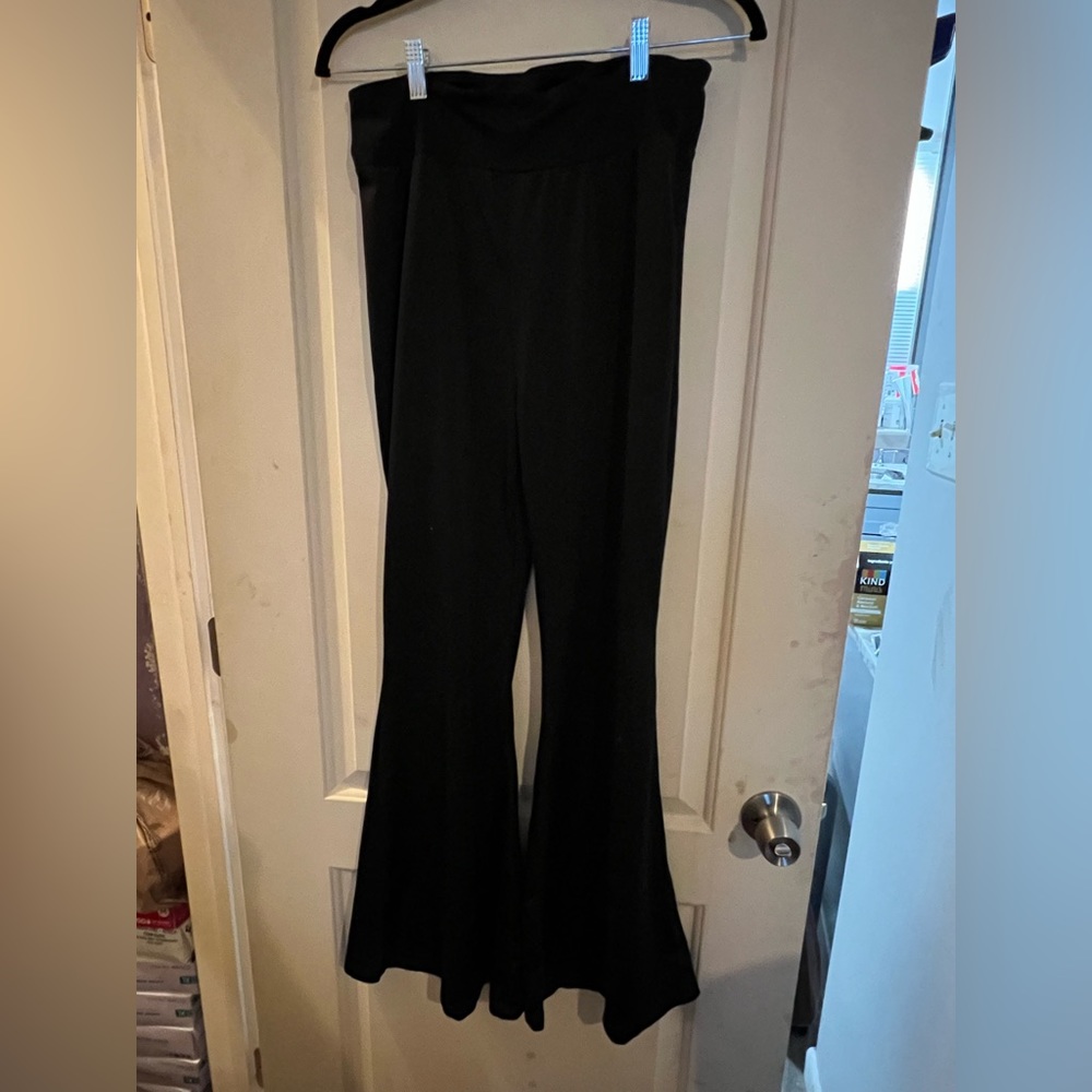 Blue spandex pants wide leg elastic waist size 3xl